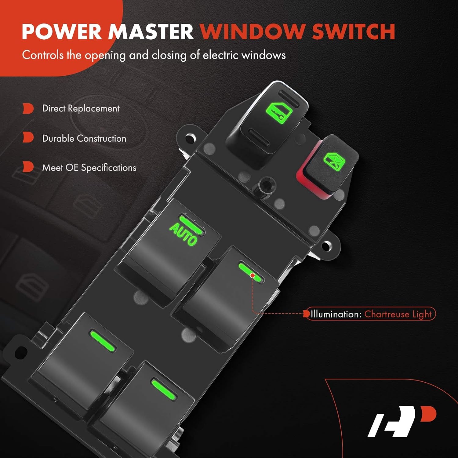 A-Premium Power Master Window Switch Compatible with Honda CR-V 2007-2011 Sport Utility, Front Left Driver Side, Replace # 35750SWAK01