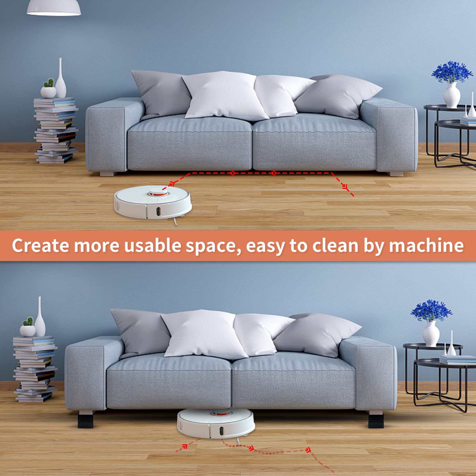 JONHWI Bed Risers, Furniture Raise Blocks, 3 inch Stilts Heavy Duty for Bed Couch Desk Sofa Table Lifts, Furniture Legs Lifters Support up to 1300 Lbs (Black, 8 Pack Set)