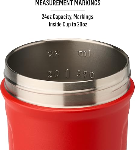 Miniatura 2 de BlenderBottle Strada Twist Vaso mezclador, botella de agua aislada, de acero inoxidable, con batidor de alambre, 24 onzas, rojo