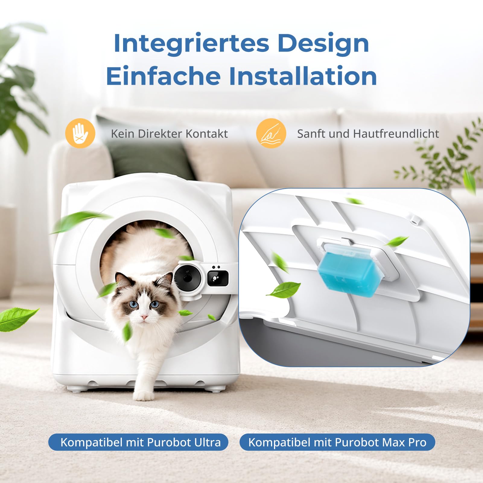 3x N60 Geruchsentferner für PETKIT Purobot Ultra/Purobot Max Pro 2/Purobot Crystal Duo Selbstreinigende Katzentoilette, Geruchskontrolle für Haustiere, Langanhaltende Geruchsbeseitigung