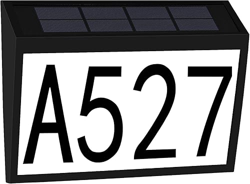 CREPRO Números de casa con energía solar, números de casa solares para exteriores, números de casa iluminados por LED, números de dirección solar,