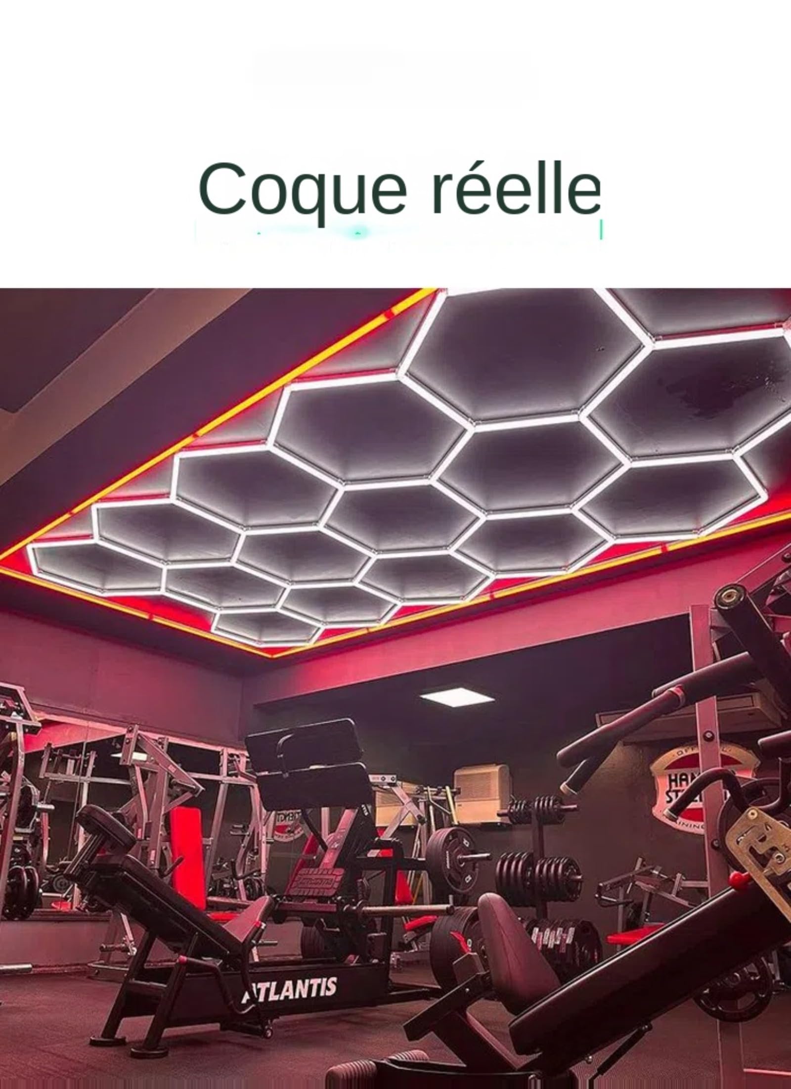 neon led garage, lampe led hexagone,plafón led de nido de abeja,lampe de garage hexagonal,Adecuado para la decoraci n del coche, film luminoso para la iluminación de estación de trabajo y taller