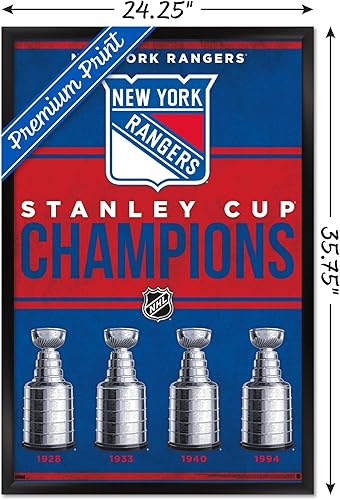 Miniatura 3 de Trends International NHL New York Rangers - Póster de pared de Champions 23, 22.37 x 34.00 pulgadas, versión enmarcada en negro