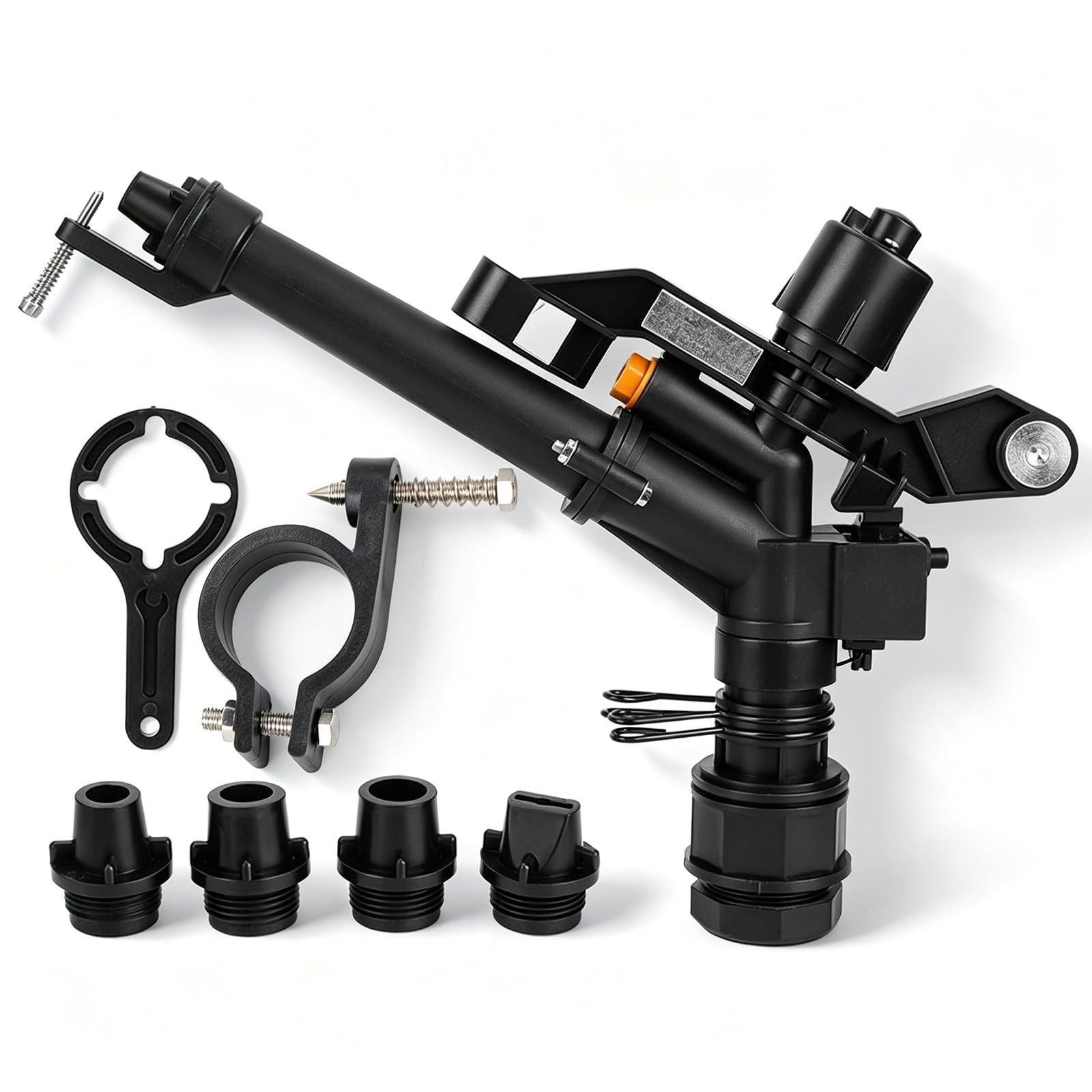 OUKENS Irrigatore per Irrigazione, DN25 da 1,5 Pollici a 1 Pollice Filettatura Femmina Regolabile a 360 Gradi con Braccio Oscillante Irrigatore per Irrigazione Agricola