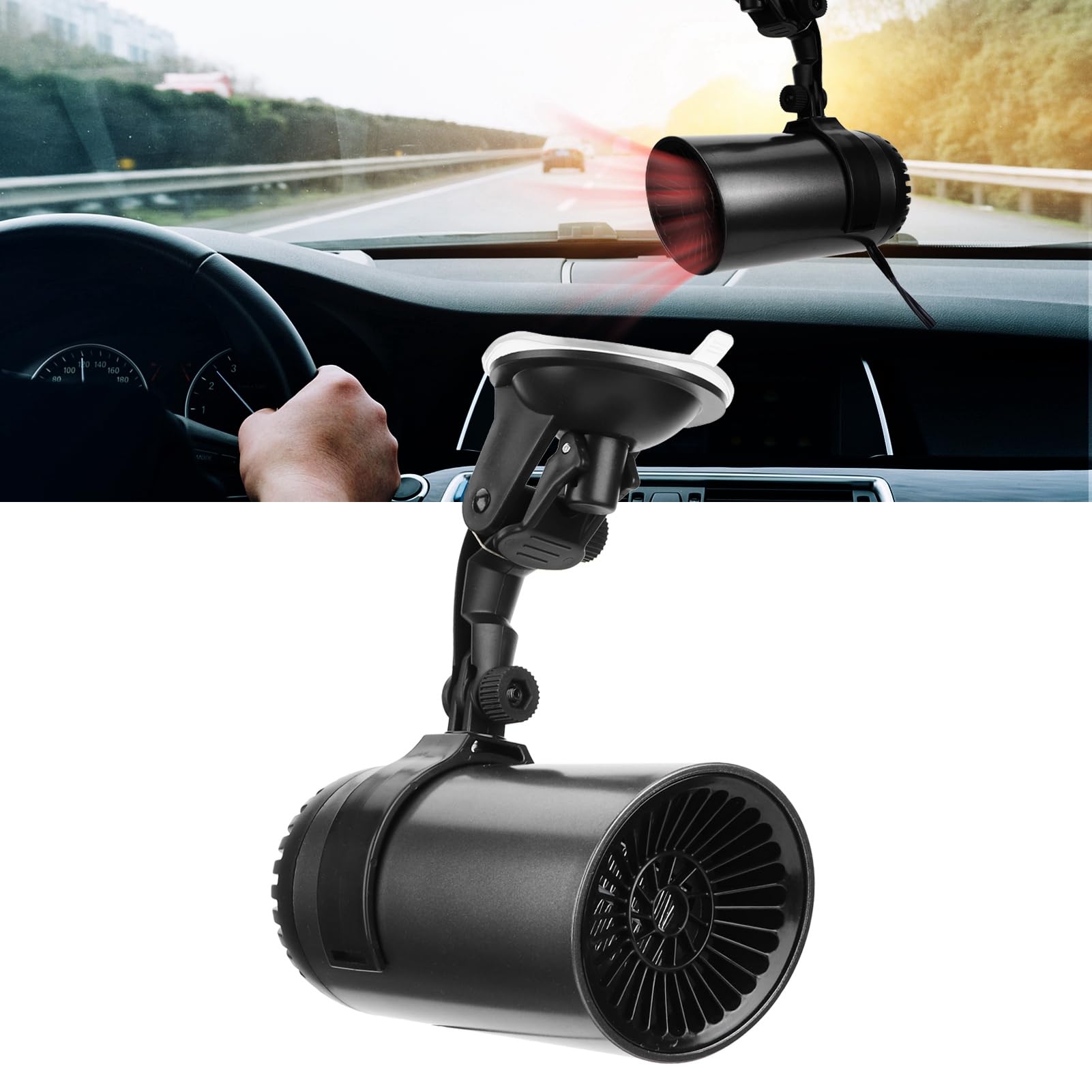 Riscaldatore per Auto da 150 W 12 V, Riscaldamento Rapido, Riscaldatore da 12 Volt con 2 Modalità di Temperatura, Riscaldatore da Campeggio con Supporto a Ventosa, Sbrinatore per Auto per Auto, Campeg