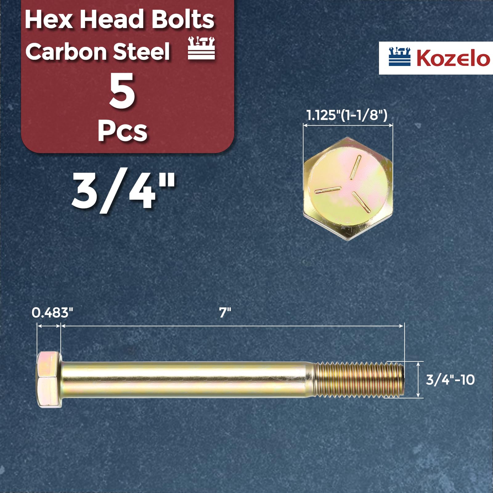 Kozelo 5 Pcs Hex Head Screws Bolts - Image 2