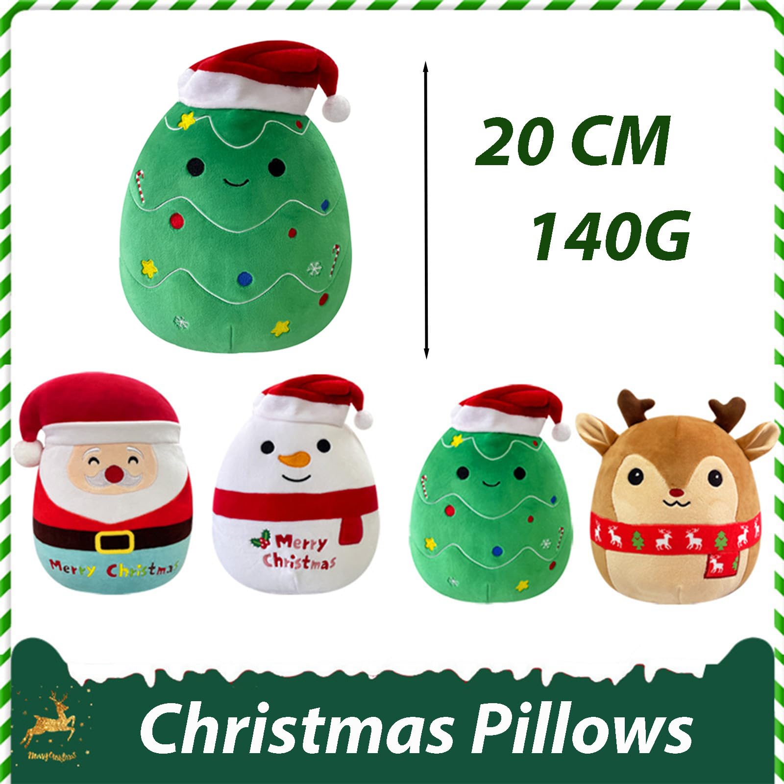 20cm Plushies Plush Xmas Tree Squishy Christmas Plush Pillow Toy Soft Toy 8" Stuffed Animal Christmas Tree Plushies Toys for Girls Boys Gift Cuddly Toy - Image 2
