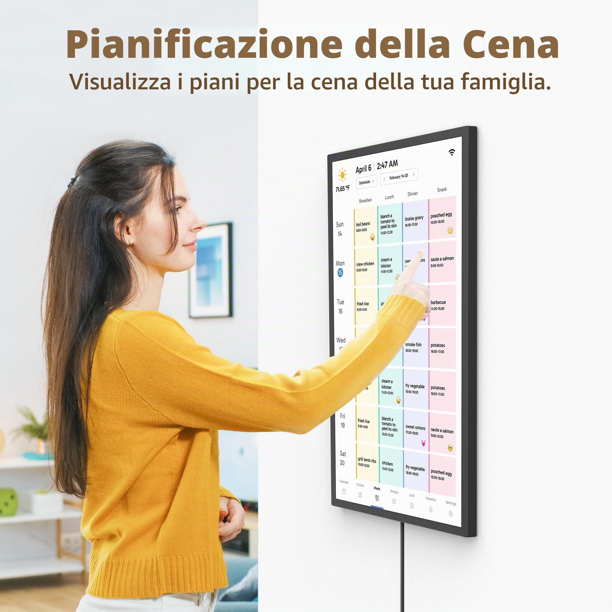 Dragon Touch Calendario, calendario digitale 2026 da 27 pollici, planner da parete per la famiglia, touchscreen interattivo Full HD 1080p, grafico intelligente delle faccende e organizzazione
