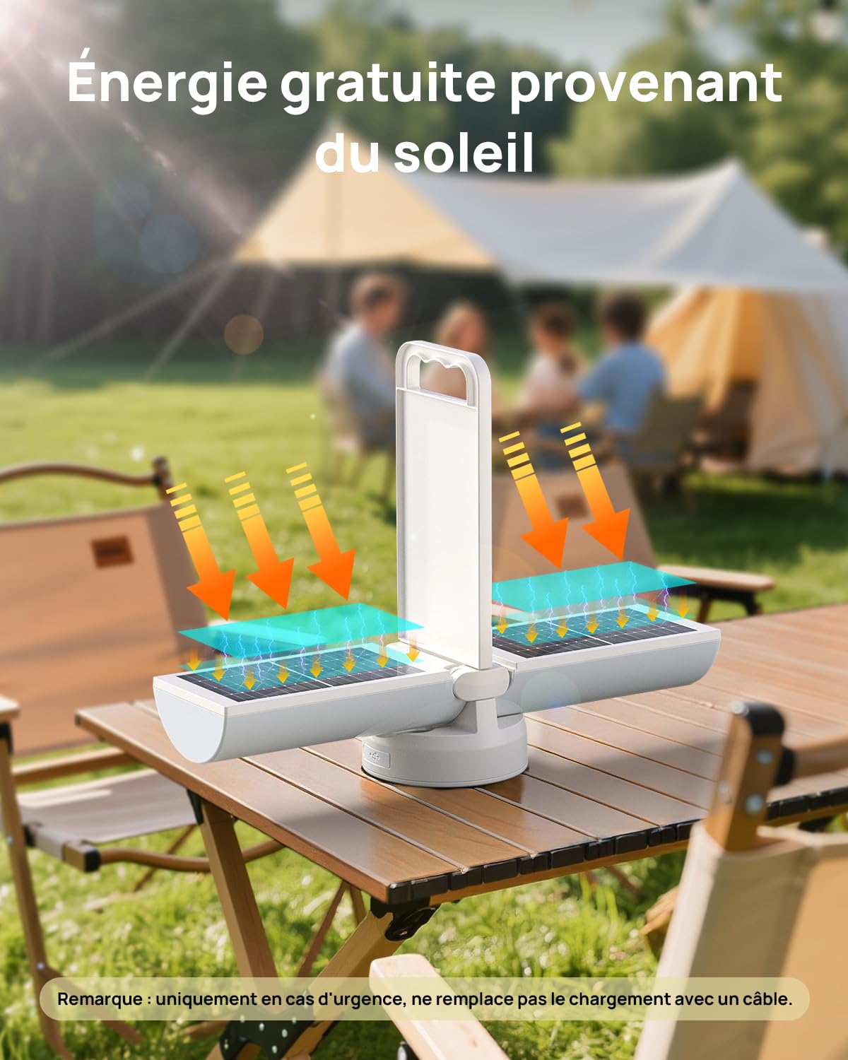 Eventek Lampe Camping Solaire 8000mAh, Lampe de Camping LED Pliable Ultra-lumineuse avec 3 Modes & Commande Tactile, IPX5 Lanterne Camping Rechargeable pour Tentes, Pannes Courant, Randonnée, Urgences