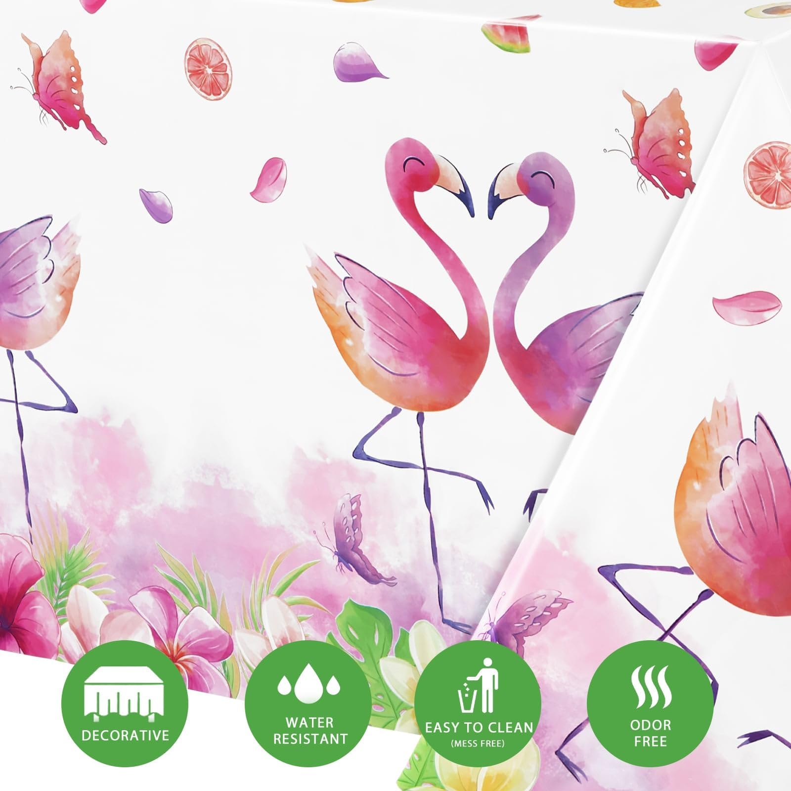 3-Pack Flamingo Birthday Tablecloths – 54x108 Inch Rectropical Plastic Table Covers