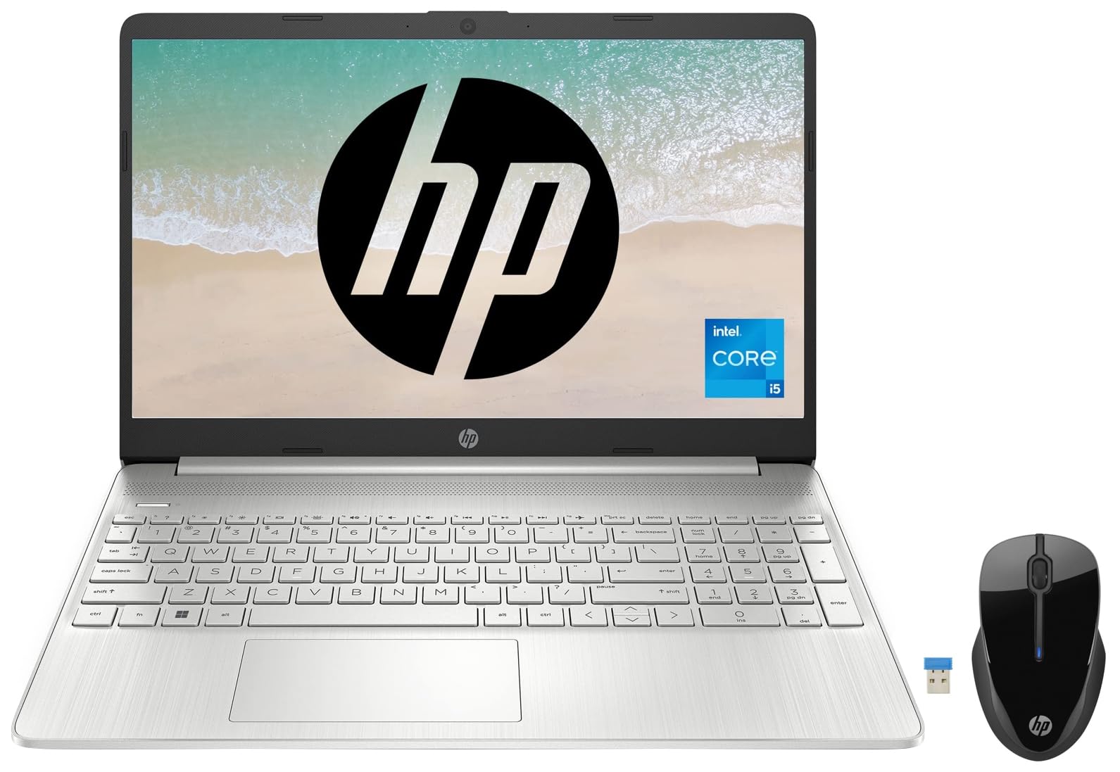 HP 15s, 11th Gen Intel Core i5-1155G7, 15.6 inch(39.6cm) FHD Anti-Glare Laptop & Wireless Mouse 250/2.4 GHz Wireless USB connectivity/12 Months Battery Life/LED Optical Sensor/ 1600 DPI/Black