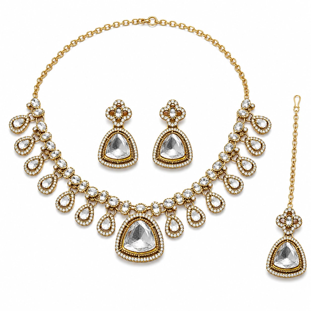 Copper Plated White Stone Necklace Set-picture-41