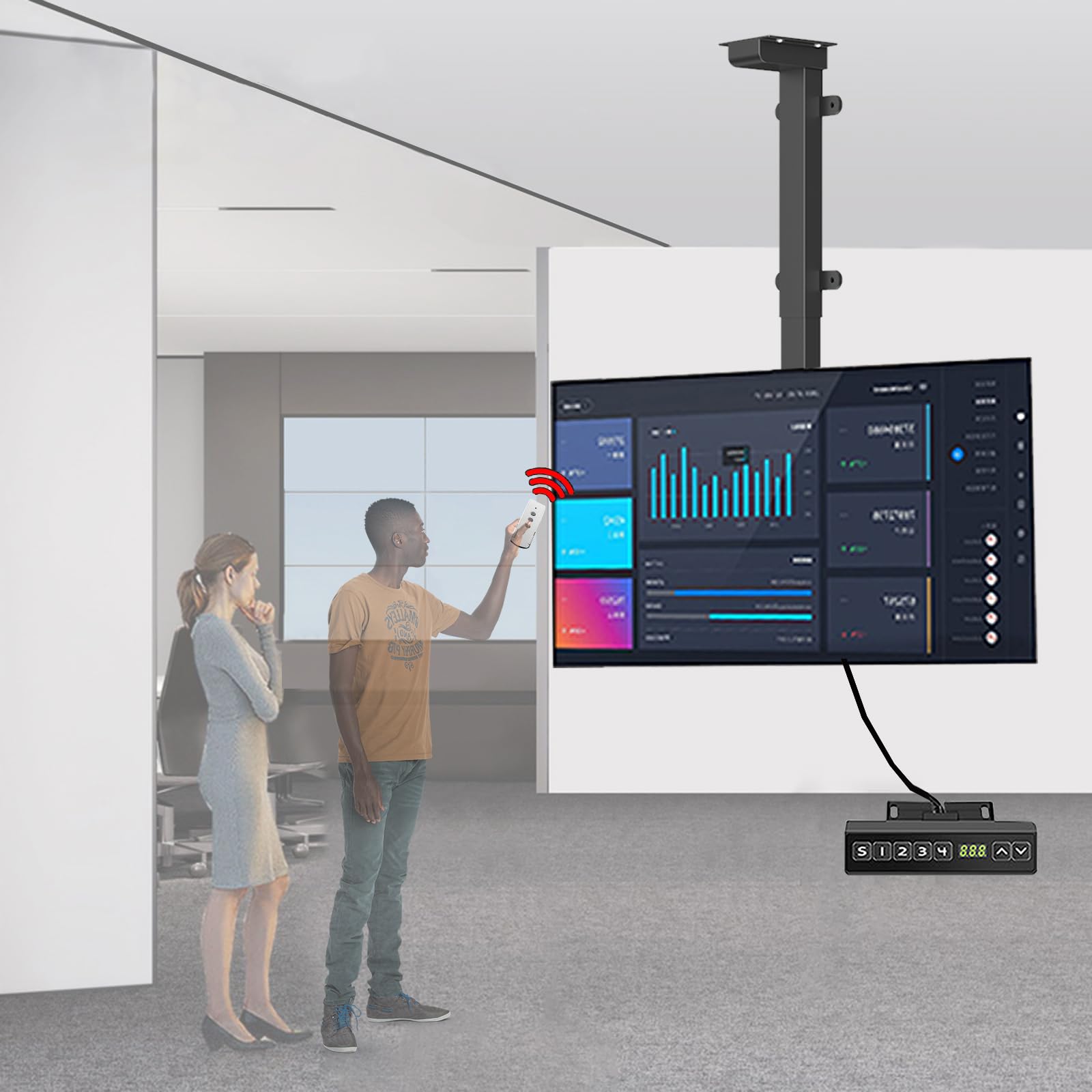 Soporte De Pared TV,Soporte De Techo Motorizado Ajustable,Se Adapta A La Mayoría De Televisores De 26-70 Pulgadas,con Control Remoto Y Diseño De Control De Interruptor