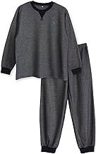 Men's Pajamas, 100% Cotton, Sweat Material, Soft, Comfortable, Top and Bottom Set, Long Sleeves, Solid, One Point Embroidery, Spring, Autumn