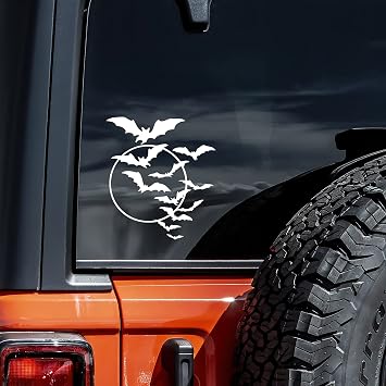 Flying Bats Decal Vinyl Sticker Auto Car Truck Wall Laptop | White | 4" x 5.5"