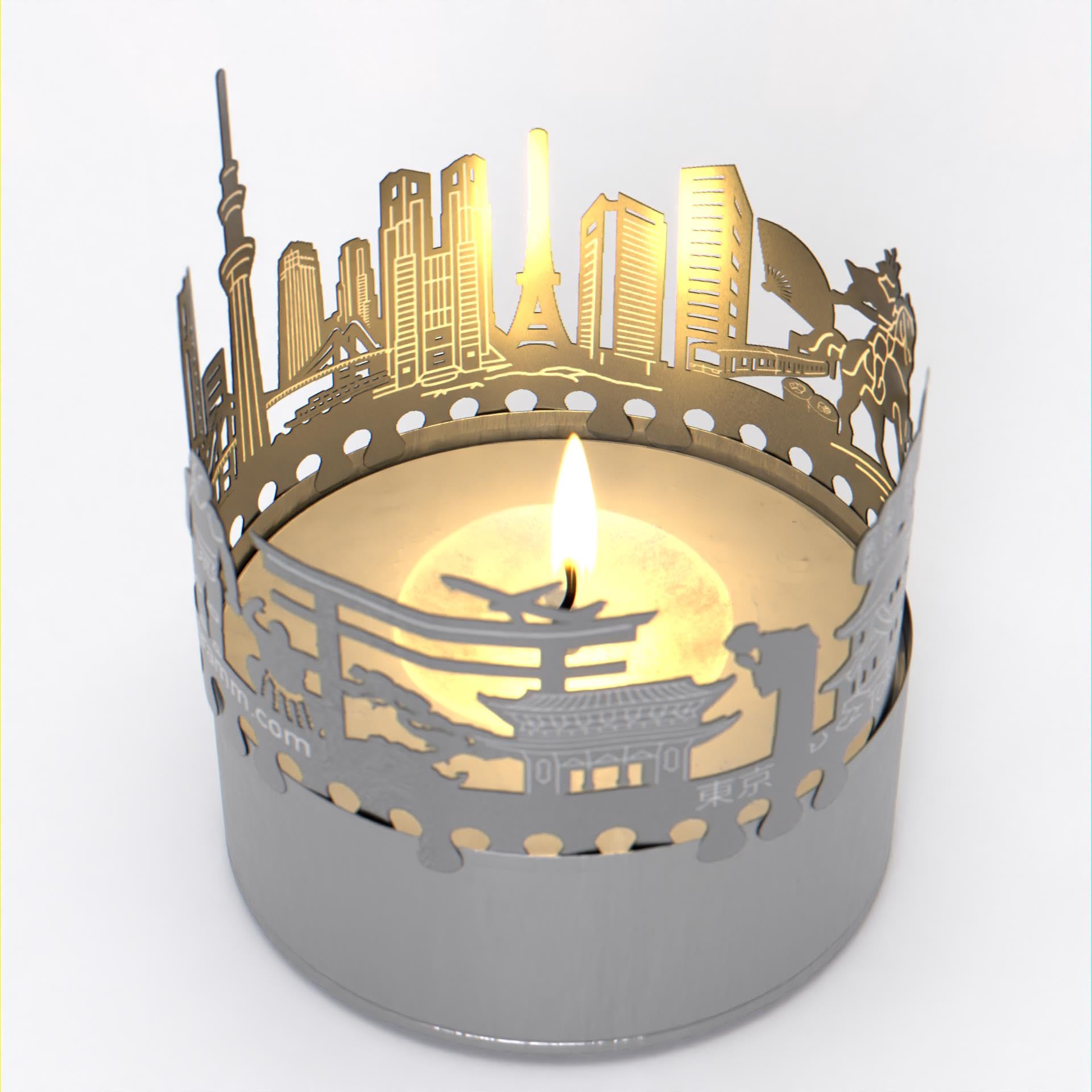 Tokyo Skyline Shadow Play Candle Attachment - Creates Stunning Silhouette of Tokyo Landmarks - Perfect Souvenir for Tokyo Fans - Enhance Your Space!