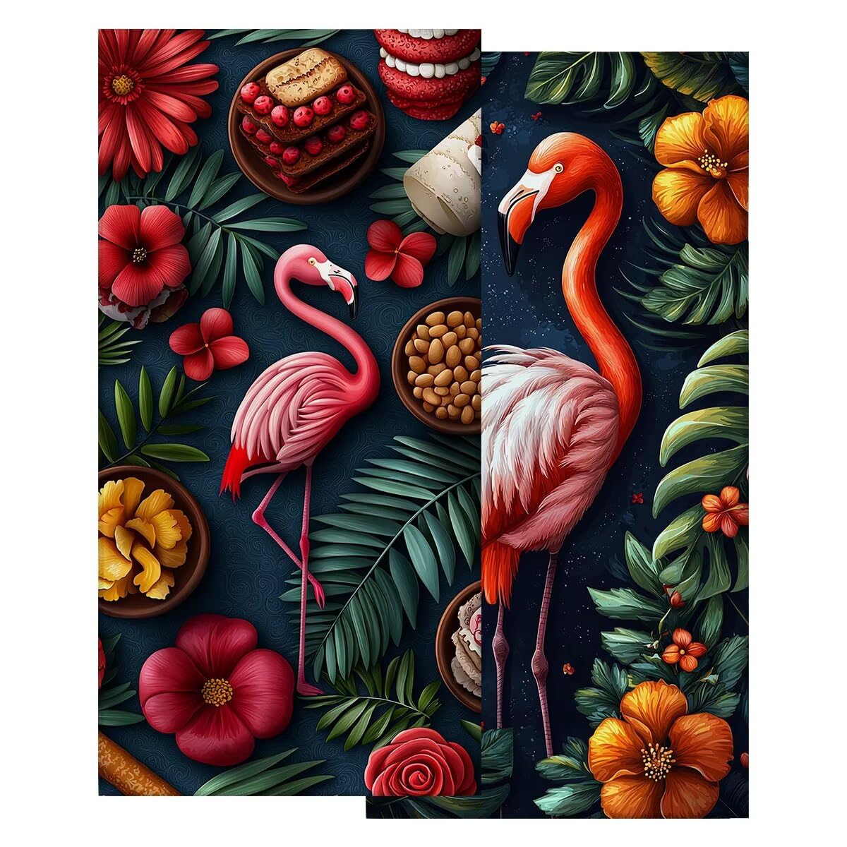 Telo Mare Grande 90x200 cm 2 Pezzi, Antisabbia Telo Mare Microfibra Fenicotteri, Asciugatura Rapida Asciugamano Microfibra, Asciugamani Palestra Donna Uomo, Leggero Teli Doccia Accessori Viaggio -4206