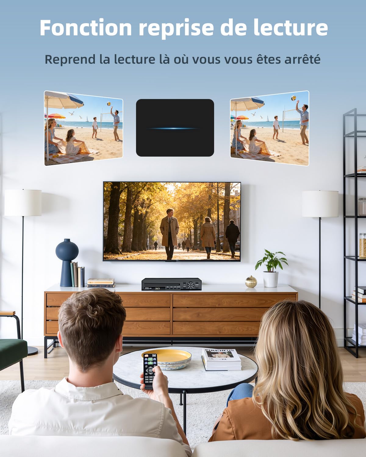 Desobry DVD Player für Fernseher, 1080p HD DVD Player mit verbessertem Laufwerkssteuerungssystem, Region-Free DVD/CD Player mit HDMI- & AV-Ausgang, Resume-Funktion, Fernbedienung
