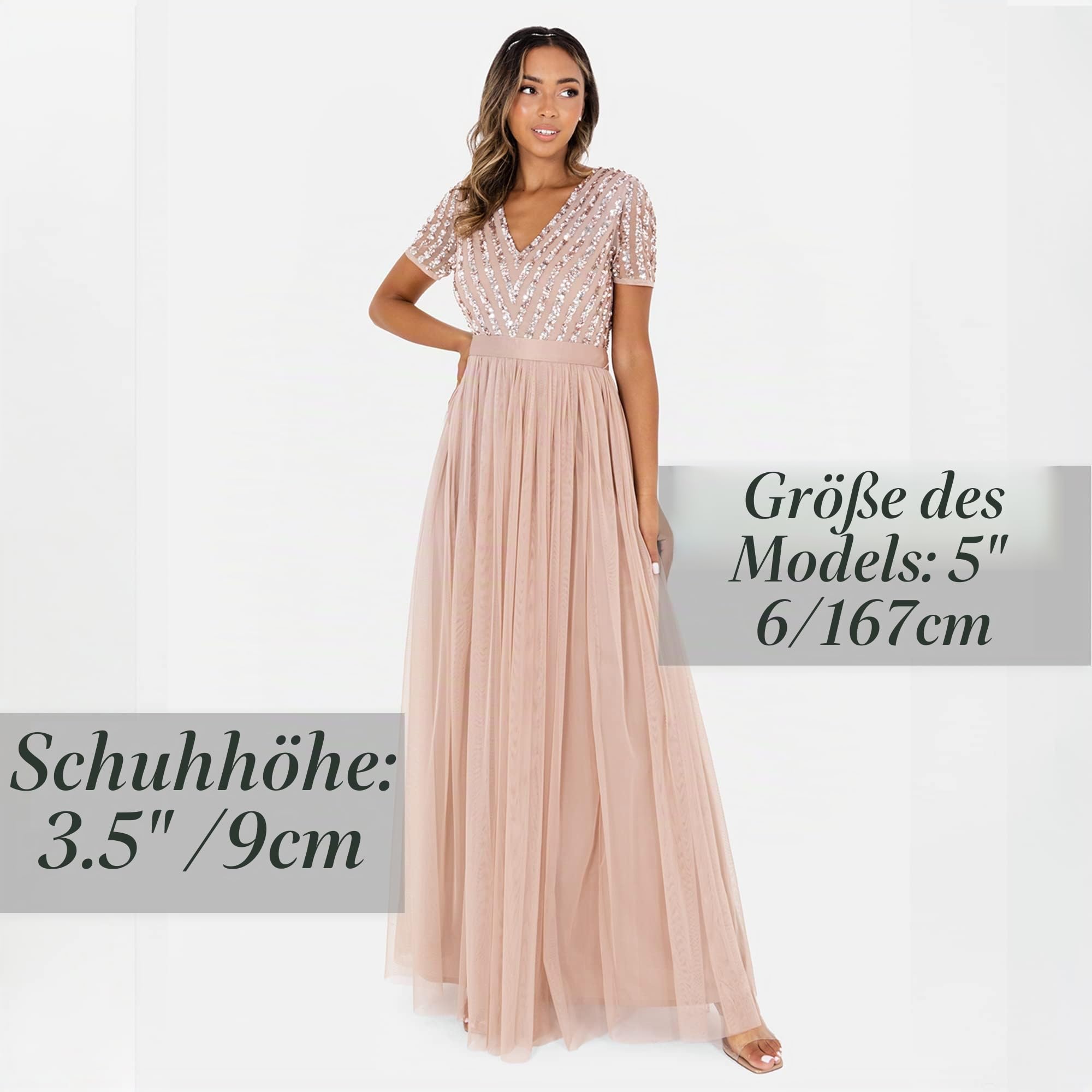 Maya Deluxe Women's Maxi Dress Ladies Bridesmaid V-Neck Ball Gown Short Sleeves Long Elegant Empire Waist Wedding