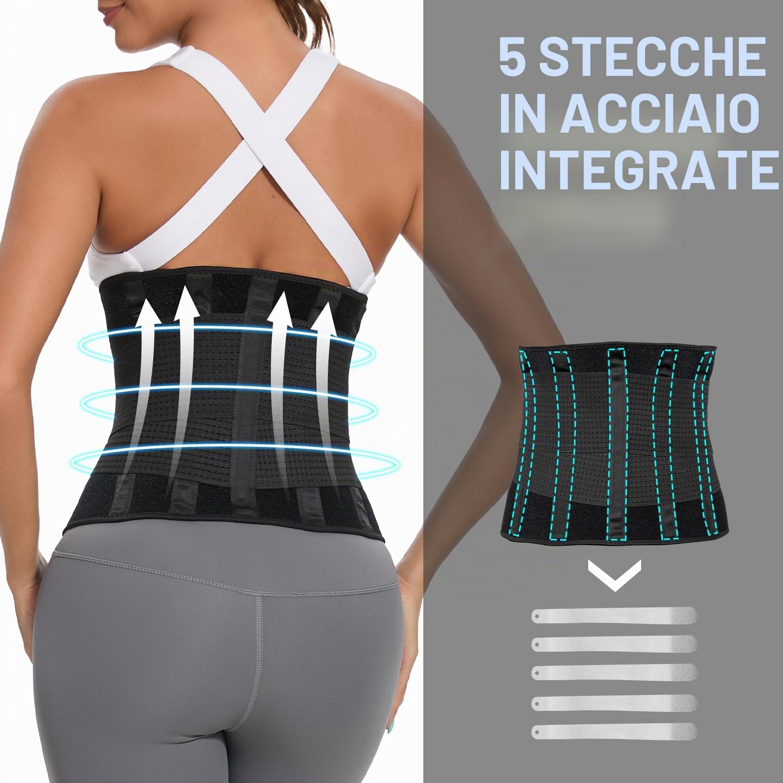Jueachy Fascia Addominale Uomo Donna: Cintura Fascia Addominale Dimagrante Regolabile - Bruciatore Calorico Effetto Sauna Brucia Grassi - Aumenta Intensità Aerobica Facile da Pulire Nero