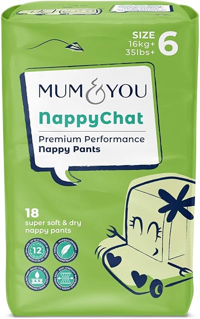 Mum & You Baby Eco Nappy Pants Size 6 (16kg Plus /35lbs Plus) | 1 Pack of 18 Junior Pull Up Nappies | Up to 12h of Dryness | Breathable and Super Absorbant with Extra Leak Protection