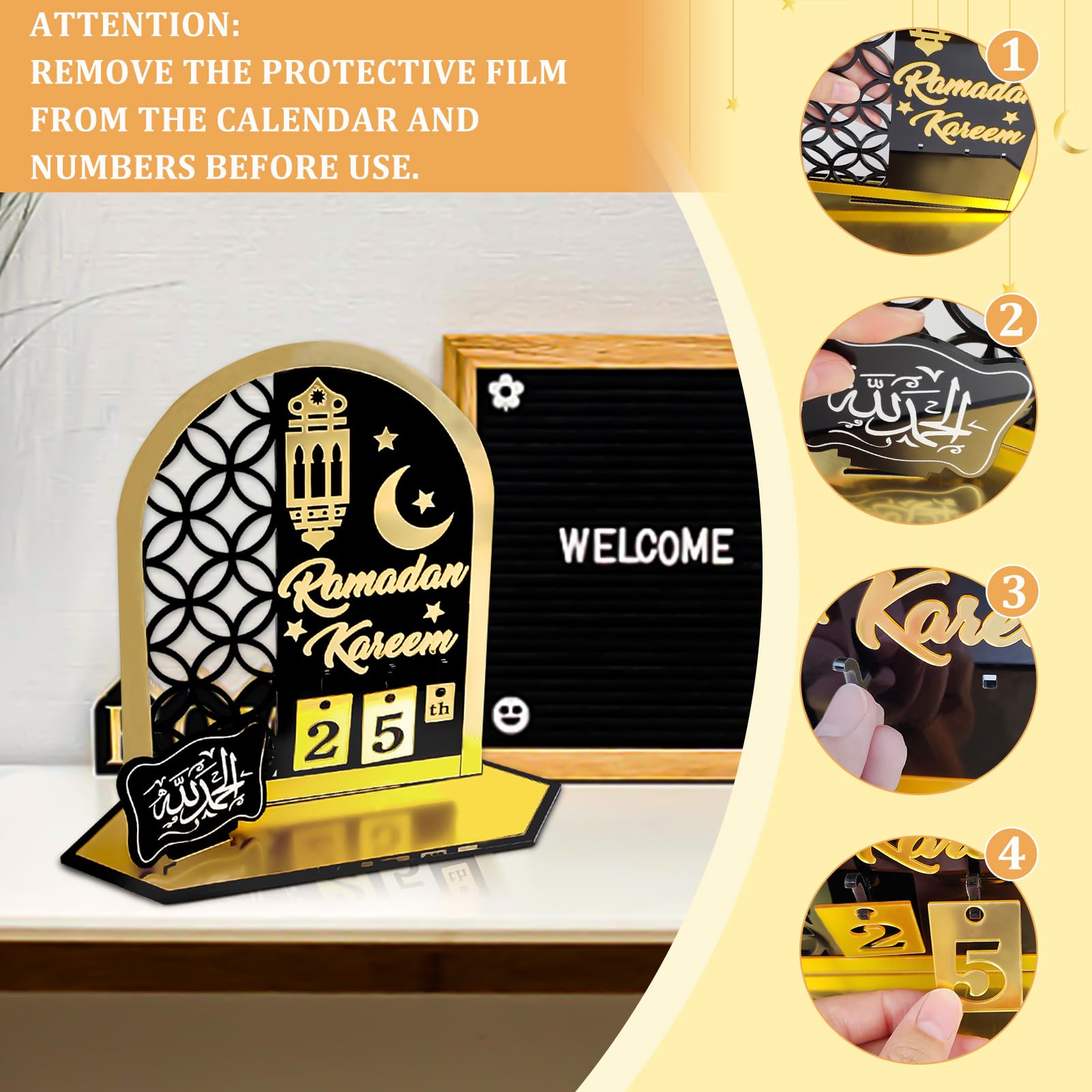 Calendario Ramadán Decoración Acrílico Cuenta Regresiva DIY