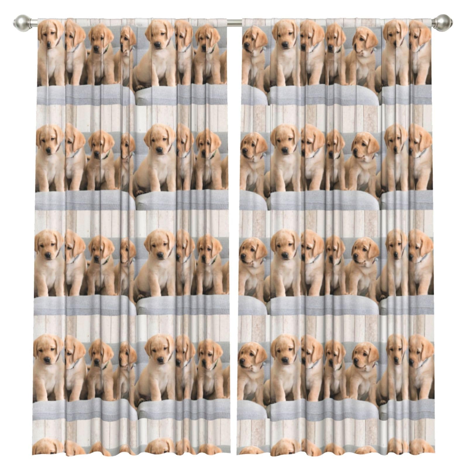 InOmak Golden Retriever Dogs Puppies Labrador Dogs, 2 Panels Window Curtains 52 x 84 Inch Blackout Curtains for Living Room Bedroom