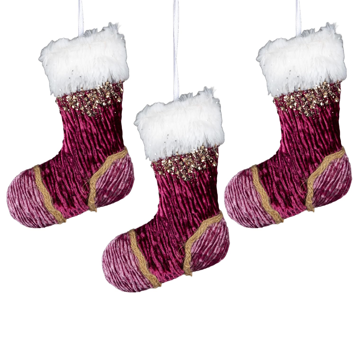 Pink Burgundy Mini Santa Stocking 15cm - Image 3