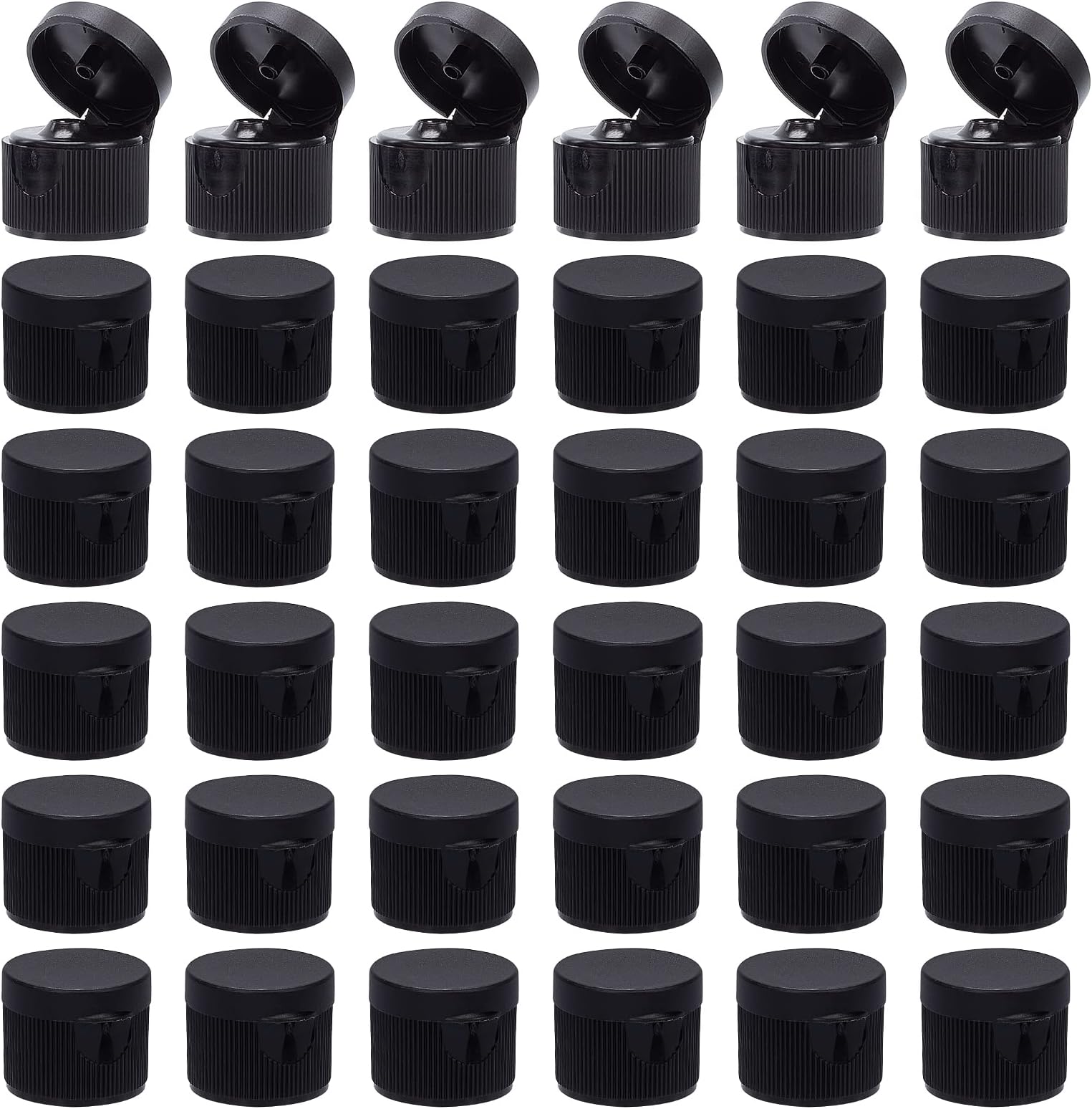 OLYCRAFT 36pcs 20/410 Black Flip Top Caps Plastic Open Caps Replacement Flip-...