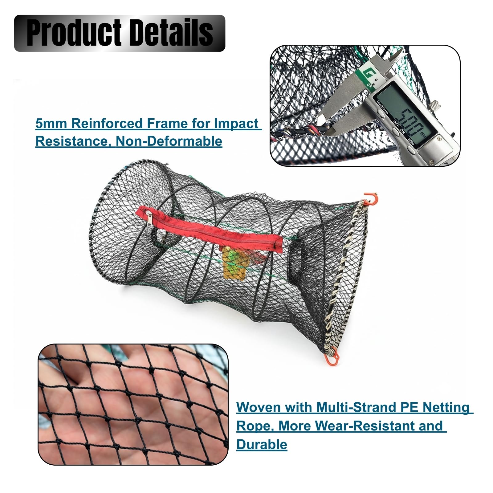 Piège à crabe pliable – Panier à poisson polyvalent pour crabes, crabes, crevettes, écrevisses, écrevisses, facile à appâter et à ranger