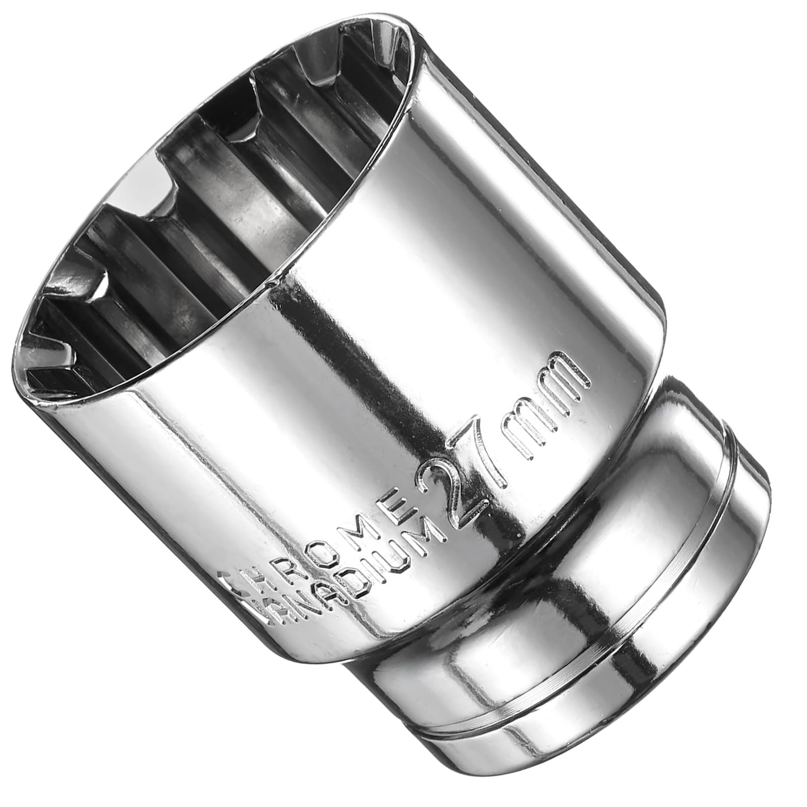 TA-VIGOR 12 Point Socket 1/2" Drive by 27mm Metric Shallow Socket Chrome Vanadium Steel, 1/2 Sockets with Polished Chrome Finish for Ratchet Wrench, Mechanical Maintenance DIY Tool