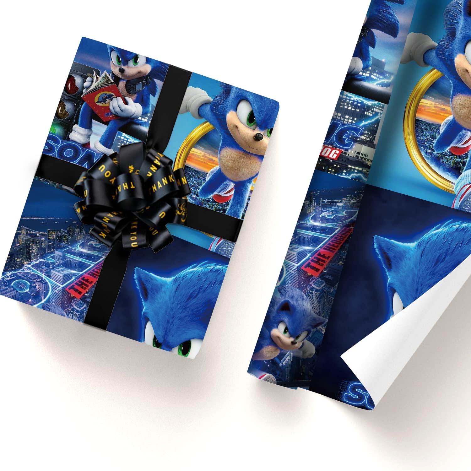 PADIEOE Sonic The Hedgehog Pack of 5 Gift Wrapping Paper 51x75cm Kraft Paper Sonic Gift Wrap