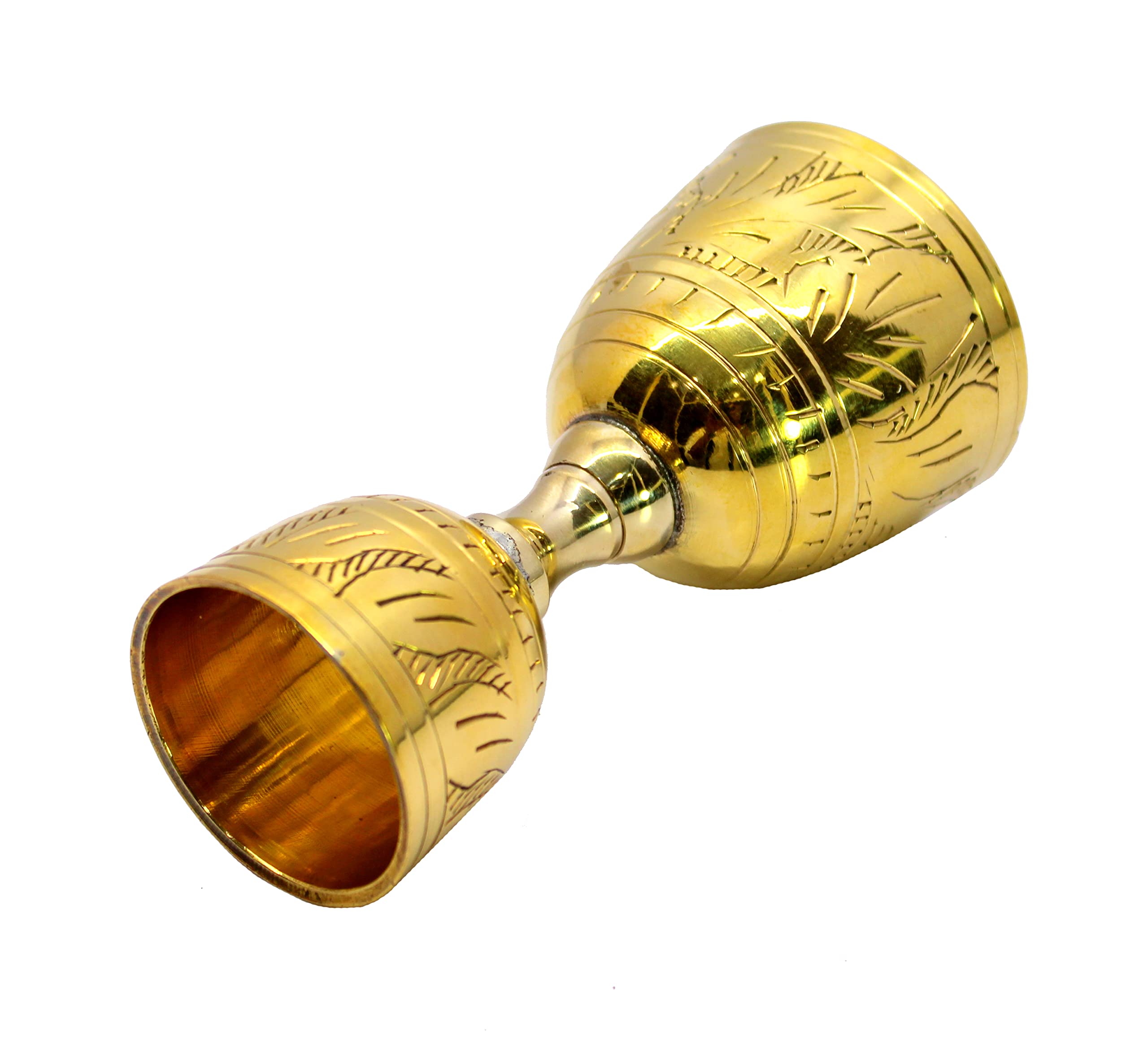 eSplanade Brass Liquor Peg Measuring Glass Jigger Bar Tool - Double Sided - 30 and 60 ml - Golden Engraved 3
