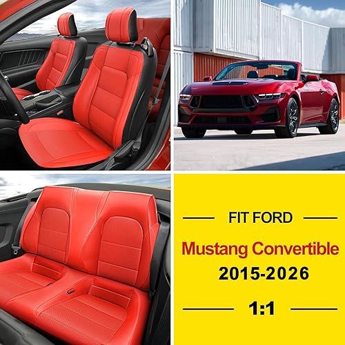 Miniatura 2 de GIANT PANDA Juego completo de fundas de asiento de automóvil de ajuste personalizado, piel sintética, rojo y negro