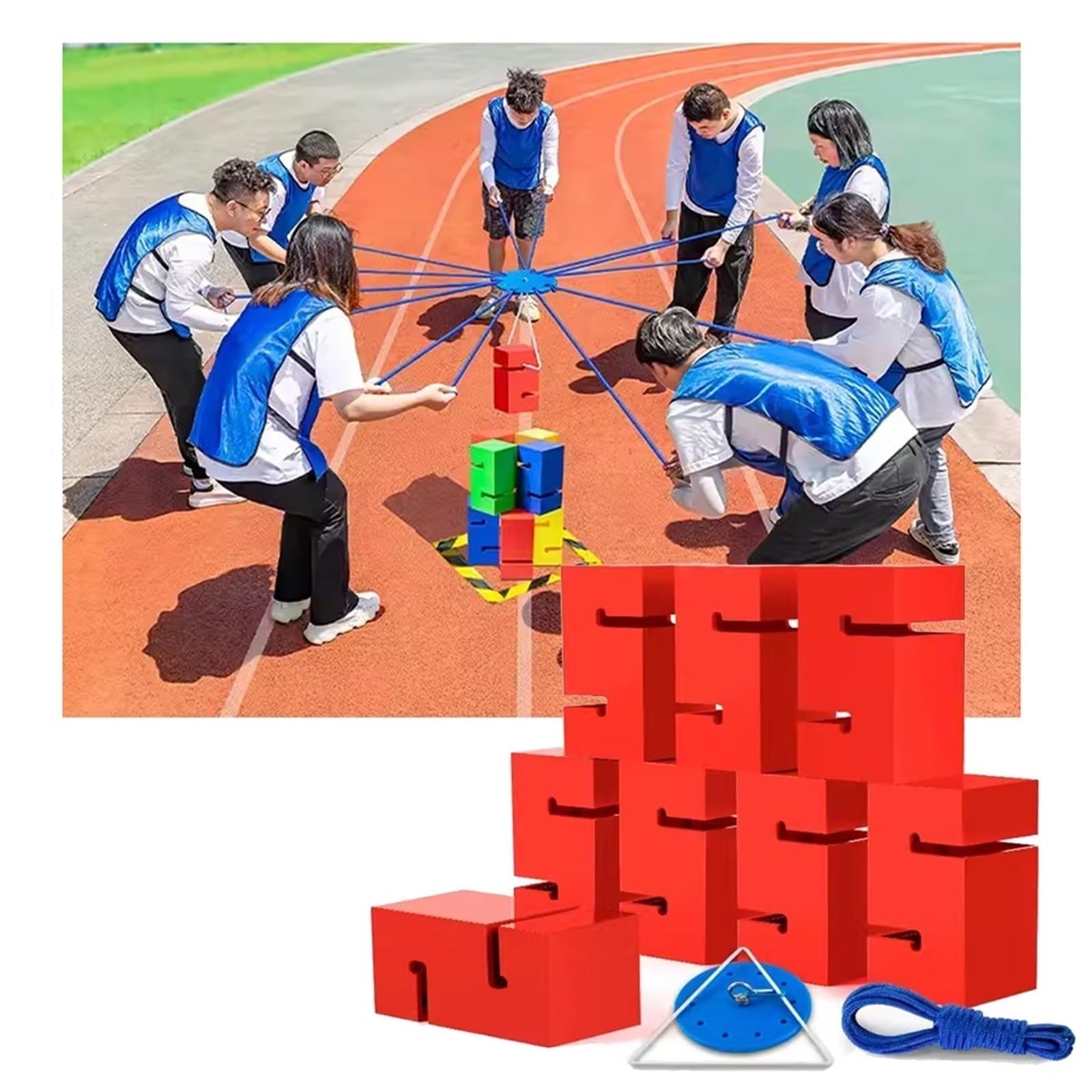 Team Building Block Tower Game - Outdoor Group Activity for Enhancing Communication and Fun