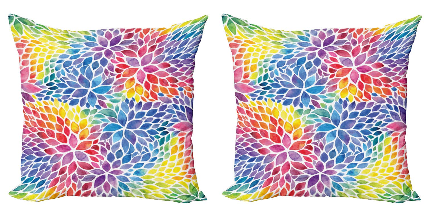 ABAKUHAUS 2 Federe Cuscino Arcobaleno 60x40 Cm - Stampa Digitale Vibrante, Microfibra Morbida
