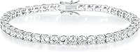 Gemsme 18K White/Yellow Gold Plated 3.0ct Cubic Zirconia Tennis Bracelet for Women & Men, Adjustable 6-9 Inches