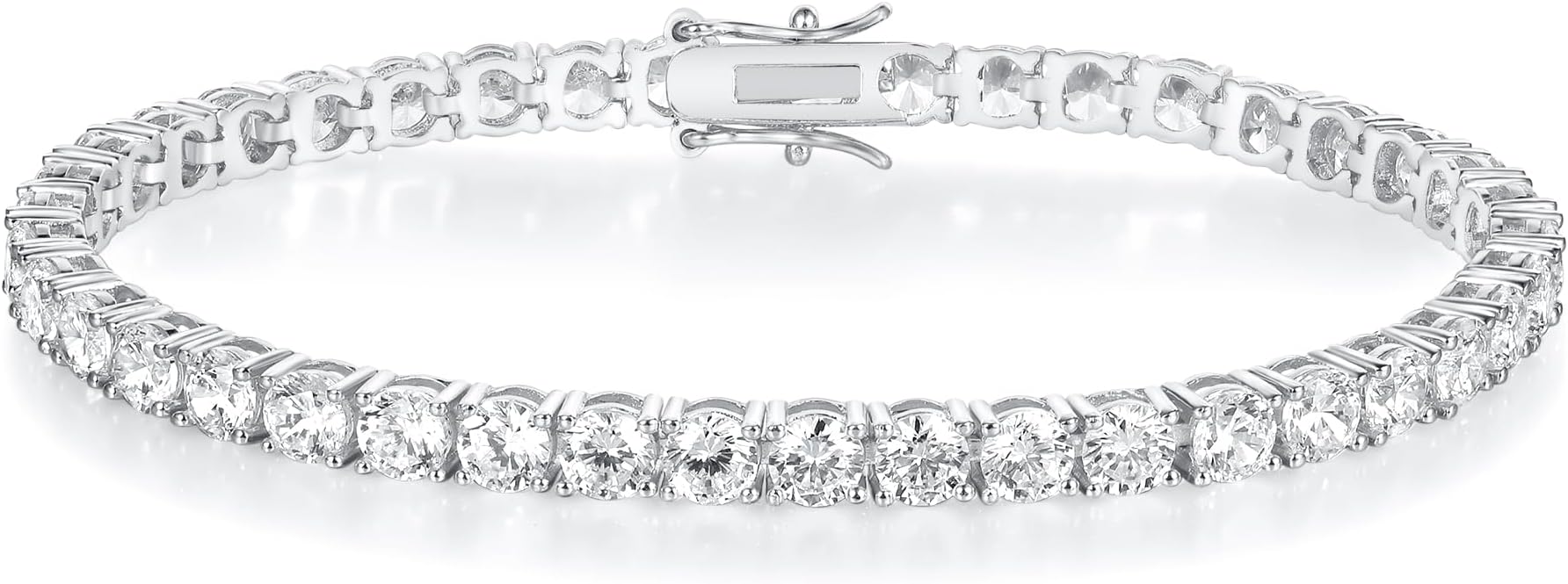 - 18K White/Yellow Gold Plated 3.0 Cubic Zirconia Classic Tennis Bracelet for Women and Men 6-9 Inches