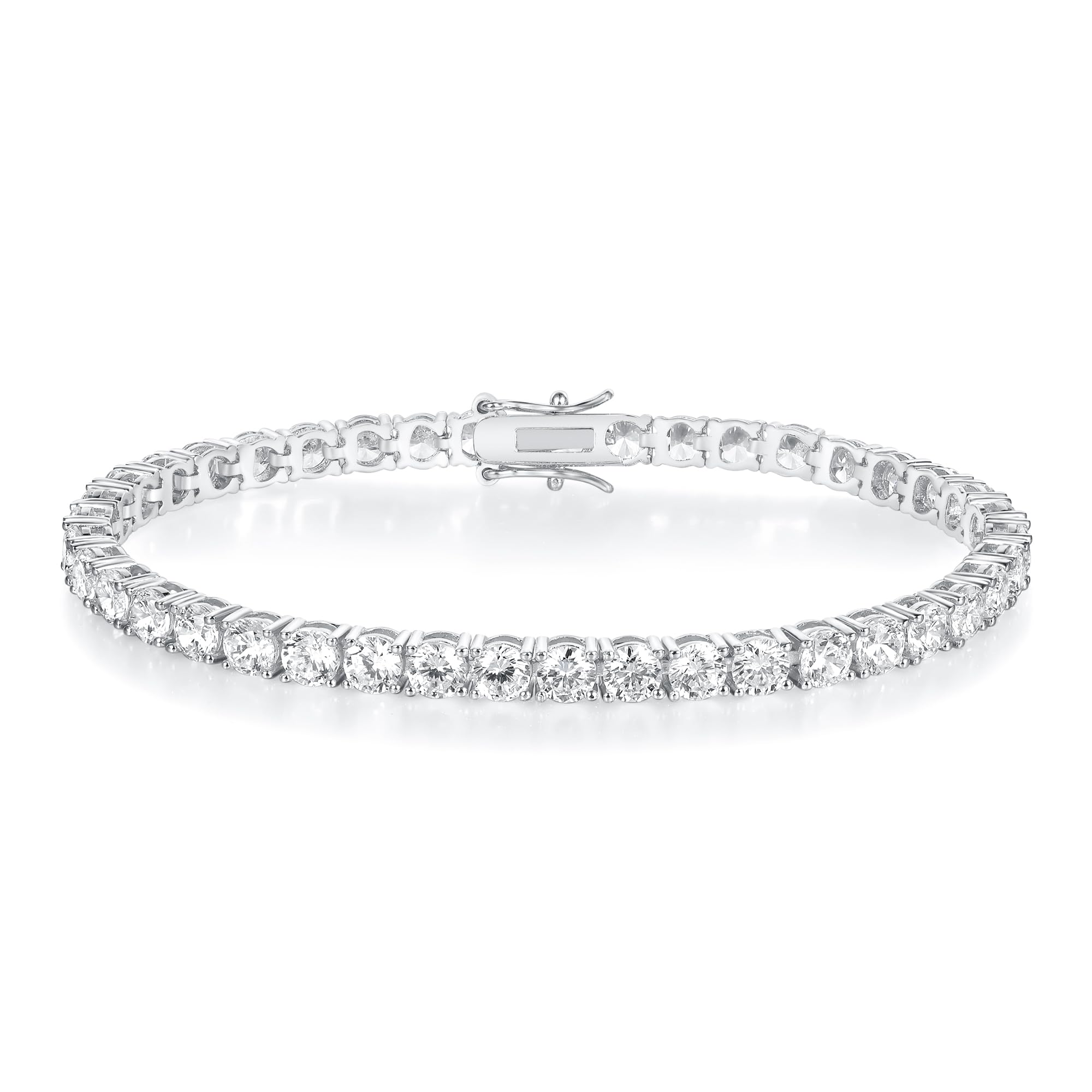 Gemsme 18K White/Yellow Gold Plated 3.0 Cubic Zirconia Classic Tennis Bracelet for Women and Men 6-9 Inches