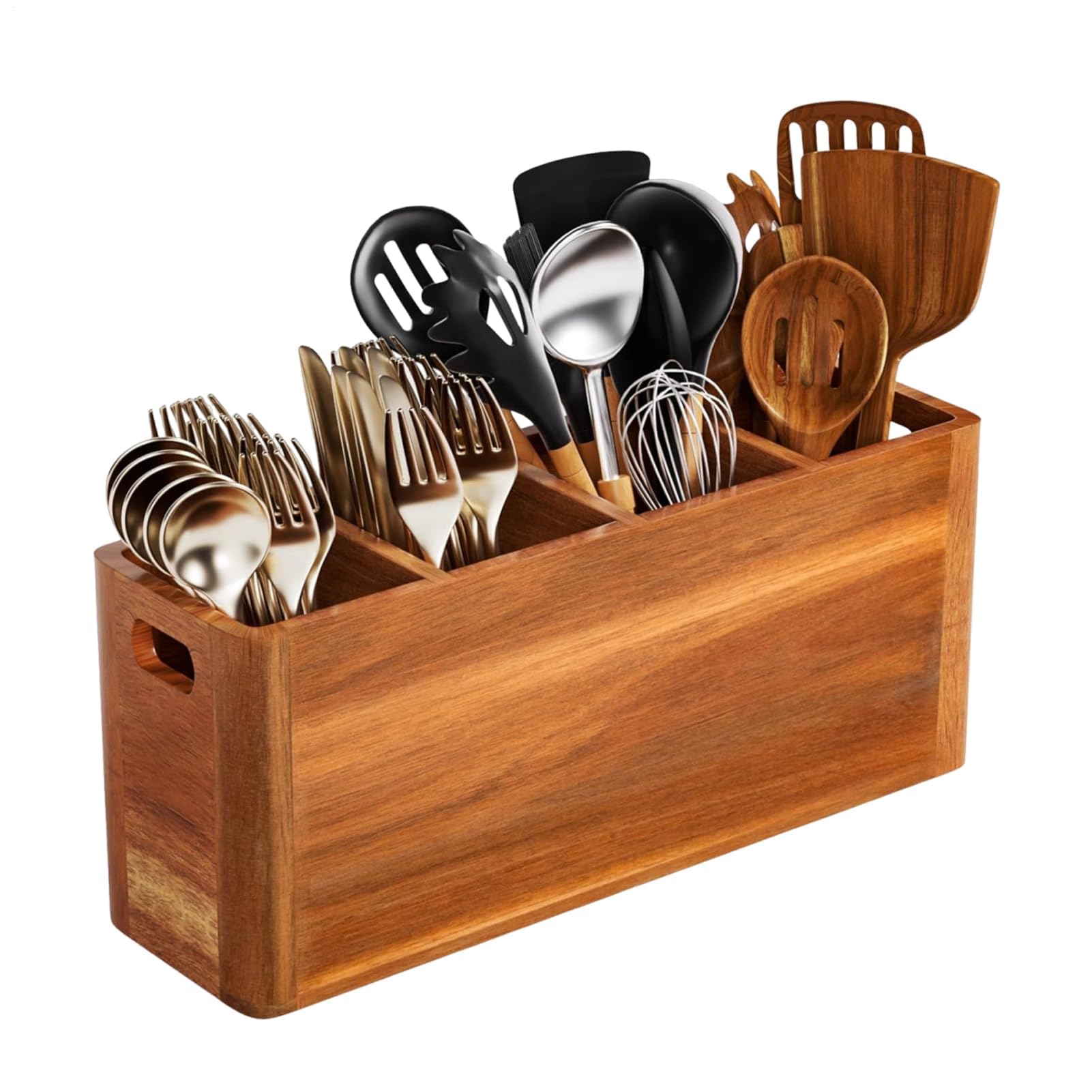 Soporte de madera para utensilios de cocina, organizador de cubiertos y estante para cucharas para mesa, perfecto para uso doméstico y gabinete para Navidad