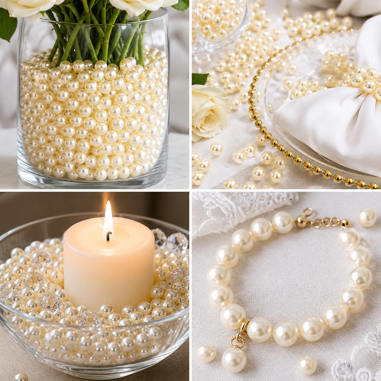1000 Kunstparels 6 Mm – Crème, Rond, Zonder Gat, ABS, Ideaal Voor Vazen, Bruiloften, Sieraden En Knutselen