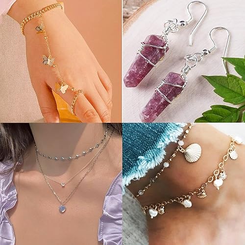 Miniatura 7 de Juego de anillos de salto para hacer joyas, 1200 piezas de anillos de salto abiertos, kit de reparación de joyas para collares, pulseras, cierres de