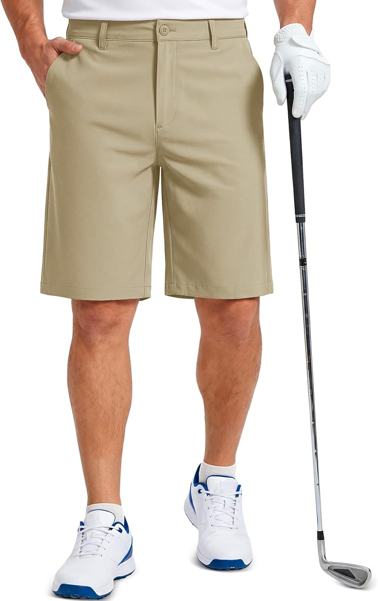 MAGCOMSEN Men's Golf Shorts 9" Quick Dry Casual Shorts Hiking Dress Work | 4 Pockets, Lightweight, 4 Way Stretch, Elastic Waistband, Water Resistant, Breathable Fabric, Fishing, Camping, Travel
