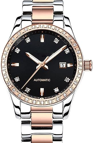 Miniatura 3 de Relojes automáticos de cuerda automática para parejas, calendario, fecha, acero inoxidable de lujo, para hombres y mujeres, par de relojes para él y