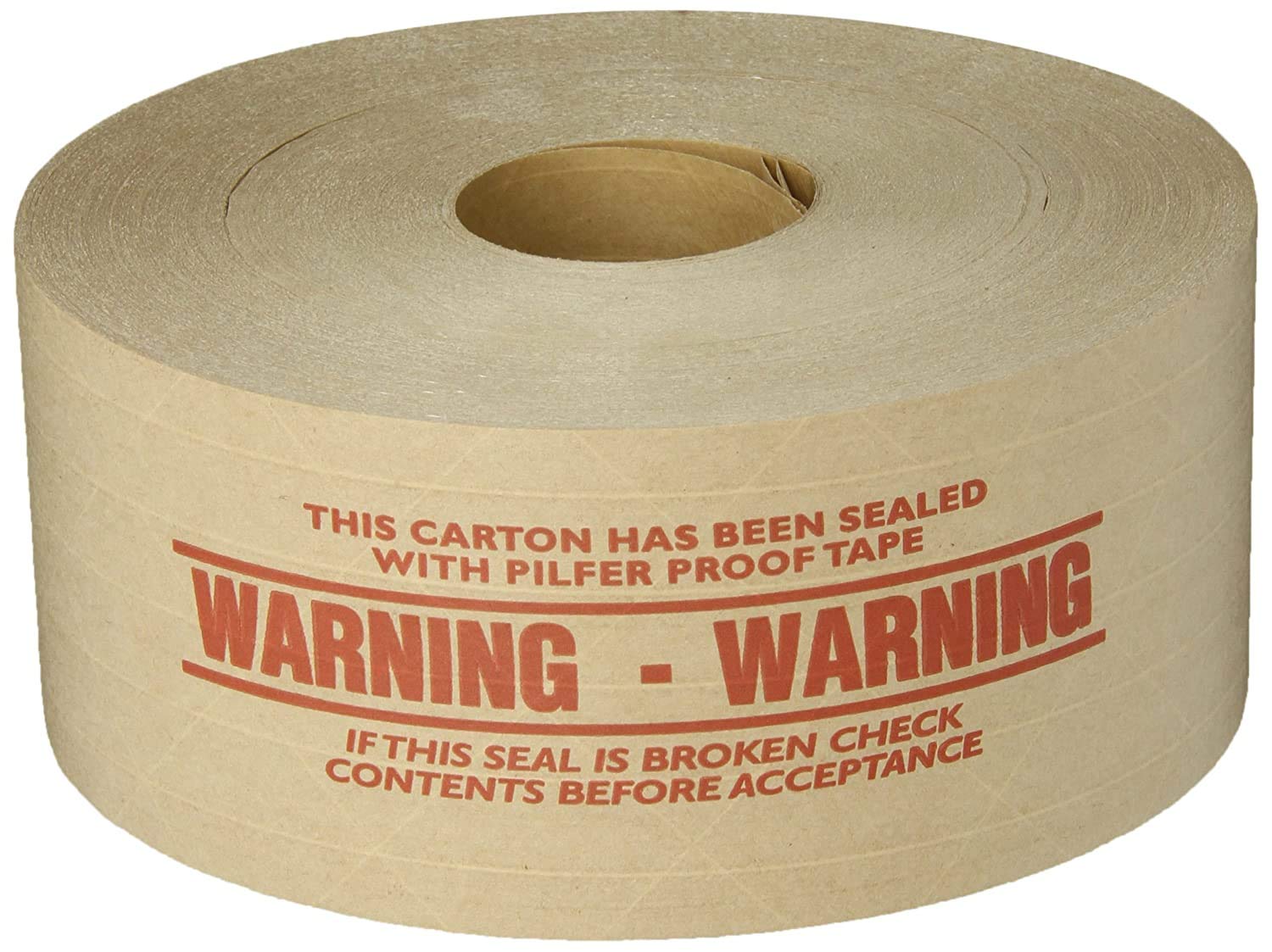 TapeCase"Warning" Printed Kraft Water Activated Tape 3" x 450' (1 Roll)