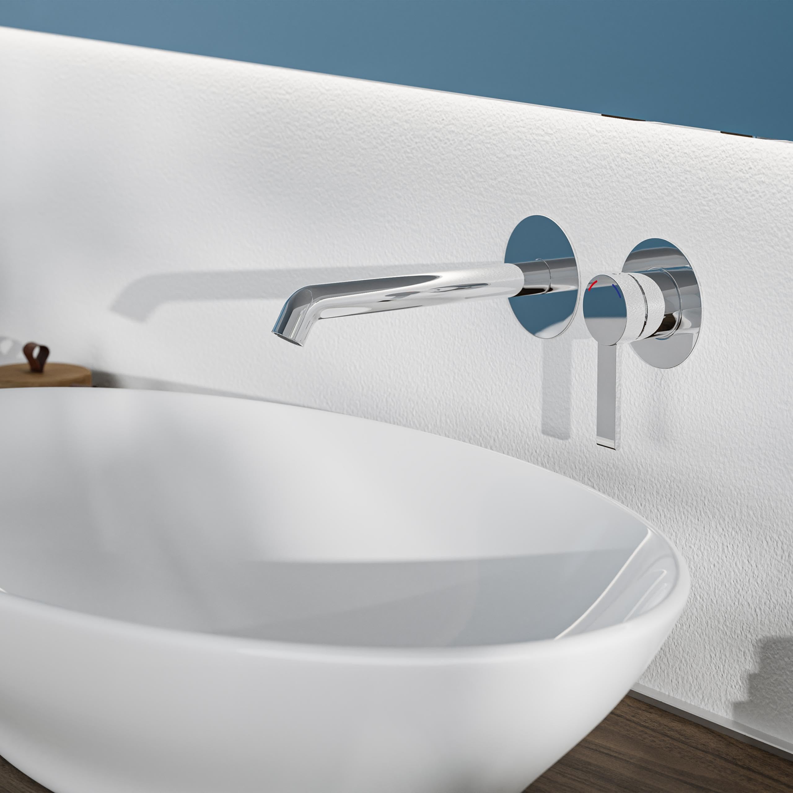 Schütte Los Angeles Waschtischarmatur für Wandmontage, Eleganter Wasserhahn fürs Badezimmer, Mischbatterie Bad für Unterputz-Montage, Badarmatur Wandanschluss, Chrom, 33160