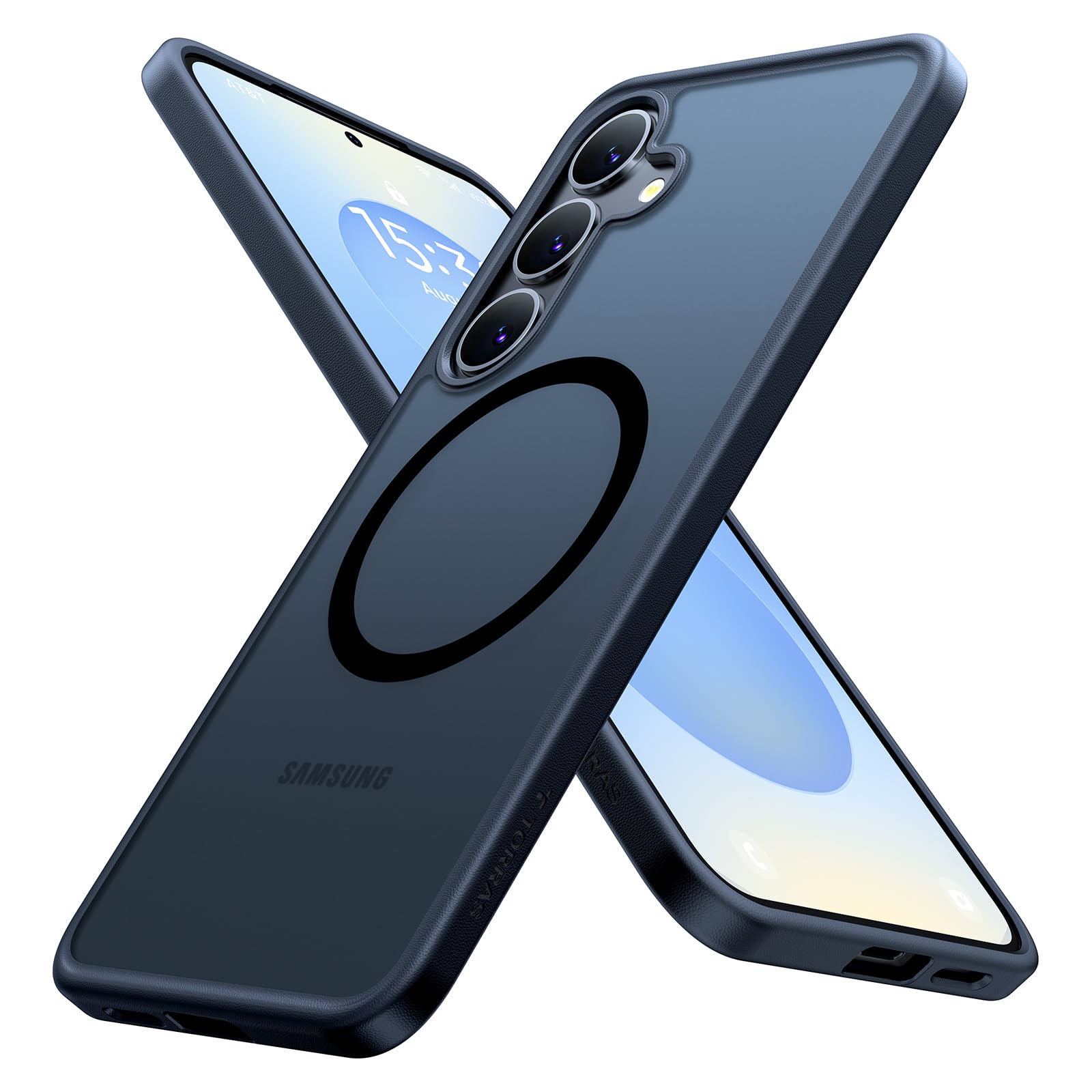 Magnetic Shockproof for Samsung Galaxy S25 Case, Fit for MagSafe, 4X Military Grade Protection, Translucent Hard Back Slim Case for Samsung S25 Case, Anti-Fingerprint Anti-Scratch, Black