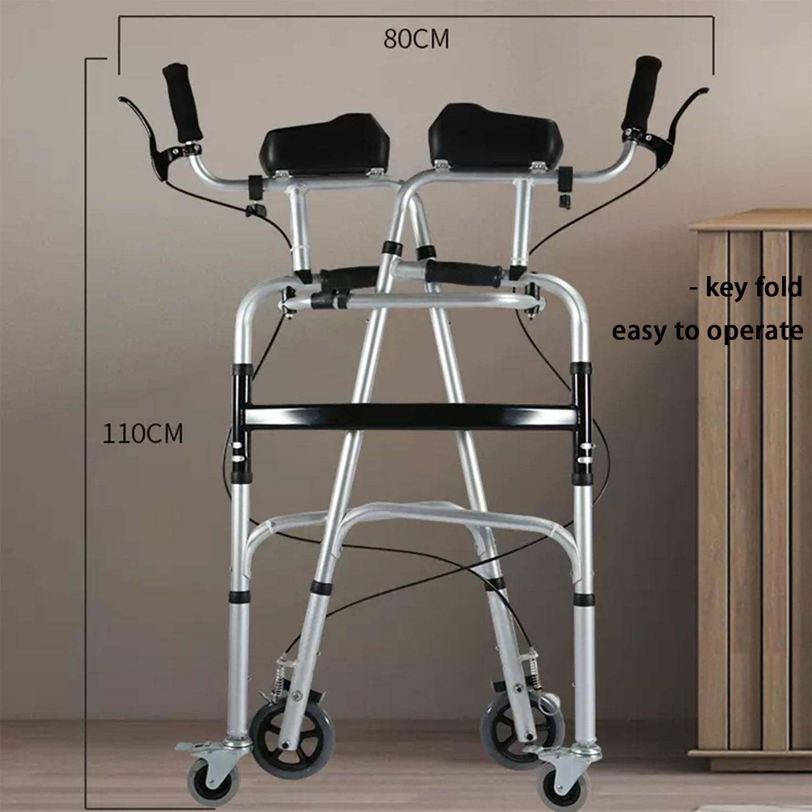 Ausili per la deambulazione per Anziani, Supporto per Carrello Multifunzionale, deambulatore Medico Portatile con Altezza Regolabile, Camminata in Piedi Pieghevole, ergonomico (A)