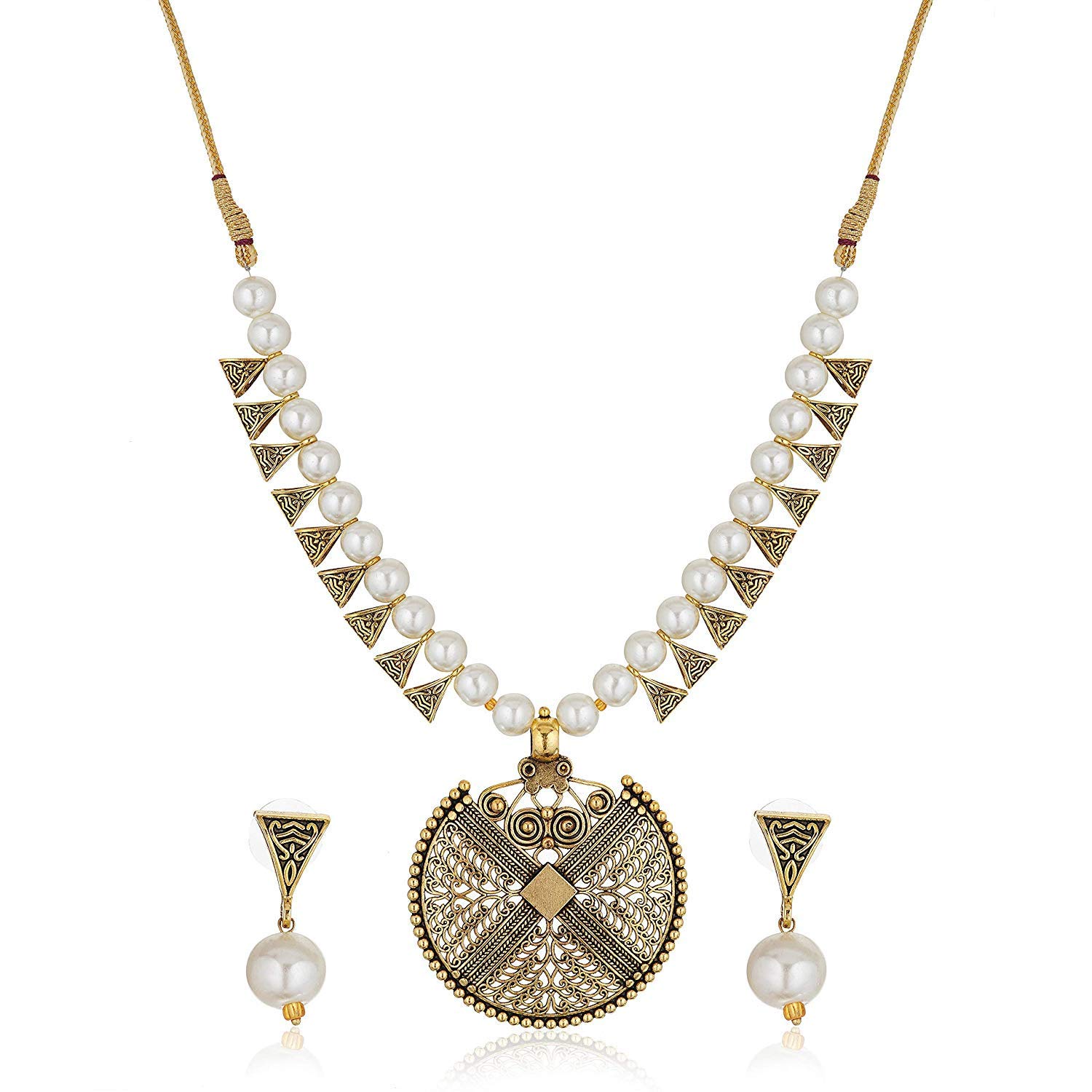 Bhagya Lakshmi Enterprises White Alloy Contemporary Fashion Antique Necklace for Women (B07MFLMWLX) Amazon Price History, Amazon Price Tracker
