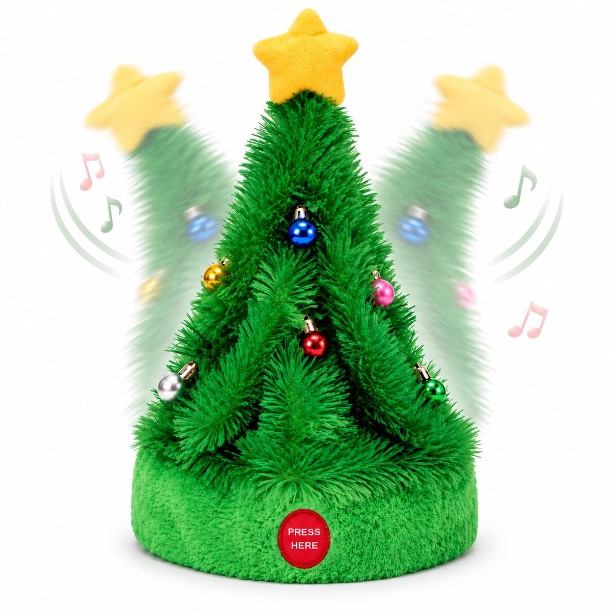 Musical Christmas Tree Hat Plush Dancing Headwear Novelty One Size